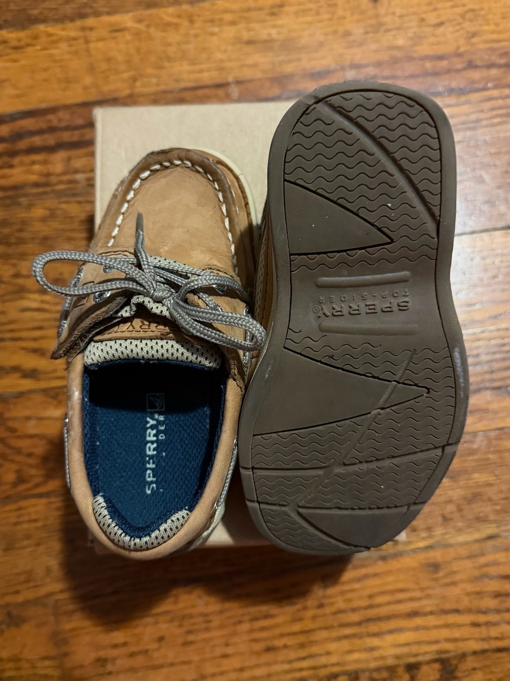 Sperry Kids Tan Moccasin Lace-Up Boat Shoe